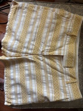 Yellow and White Textured Striped Shorts